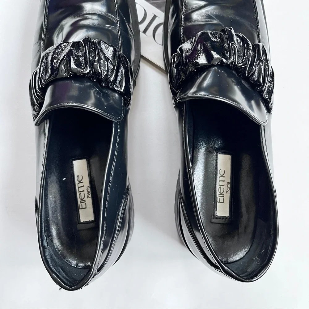 Elleme Paris Grunge Women's Chouchou Square Toe Black Loafers Size 38.5 US 8.5